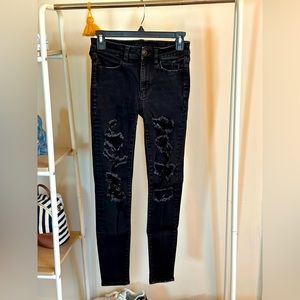 AE Size 2R Hi-Rise Jegging Destroyed Black Wash